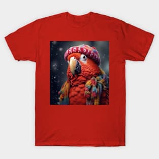 Parrot winter macaw ara Christmas T-Shirt